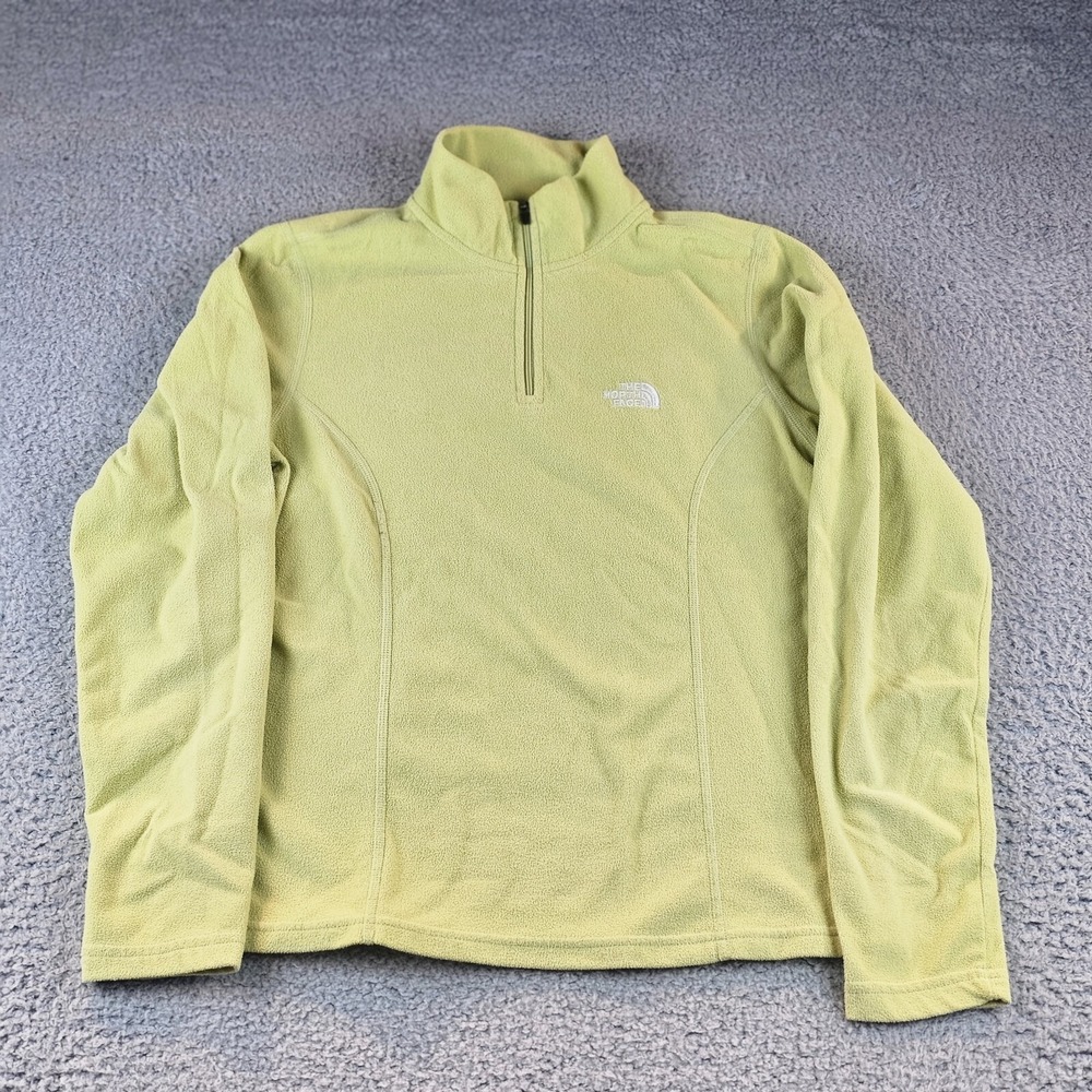The North Face Womens Small TKA 100 1/4 Zip Fleece Pullover Sweater Green